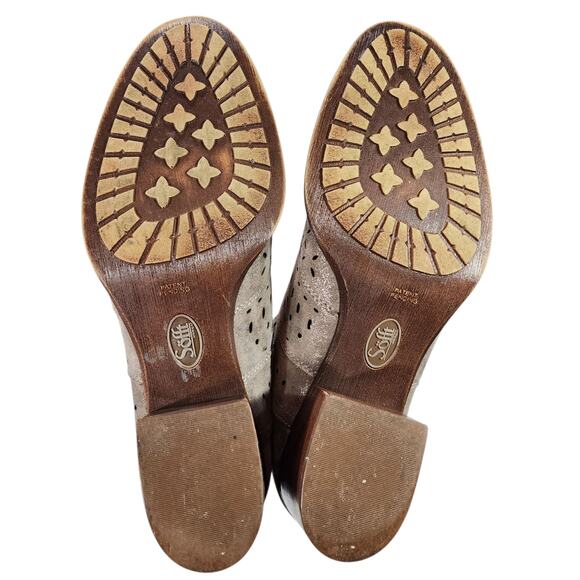 Sofft Ankle Boot Booties sz 10M Women Wyoming Taupe Laser Cut Leather 2" Western - Picture 9 of 12